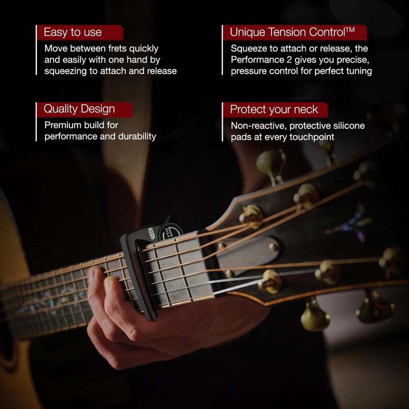 G7th Performance 2 Classical Guitar Capo, Satin Black, Intuitive Tension Control, Protective Silicone Padding, Easy One-handed Operation for Flamenco and Classical Guitars - 62mm - Image 4